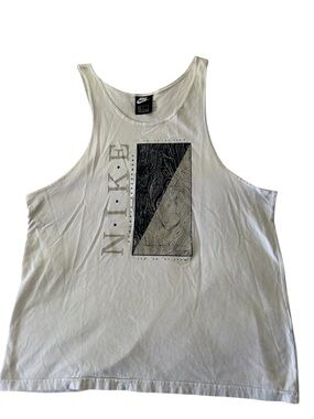 Nike White Tank with Black and Gray Topographic Graphic
